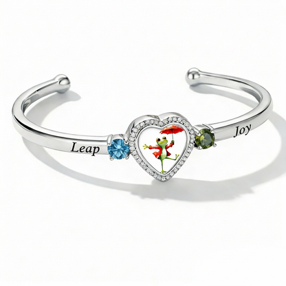 Delicate Heart Locket Bangle — Adjustable Fit, Timeless Sparkle B3007