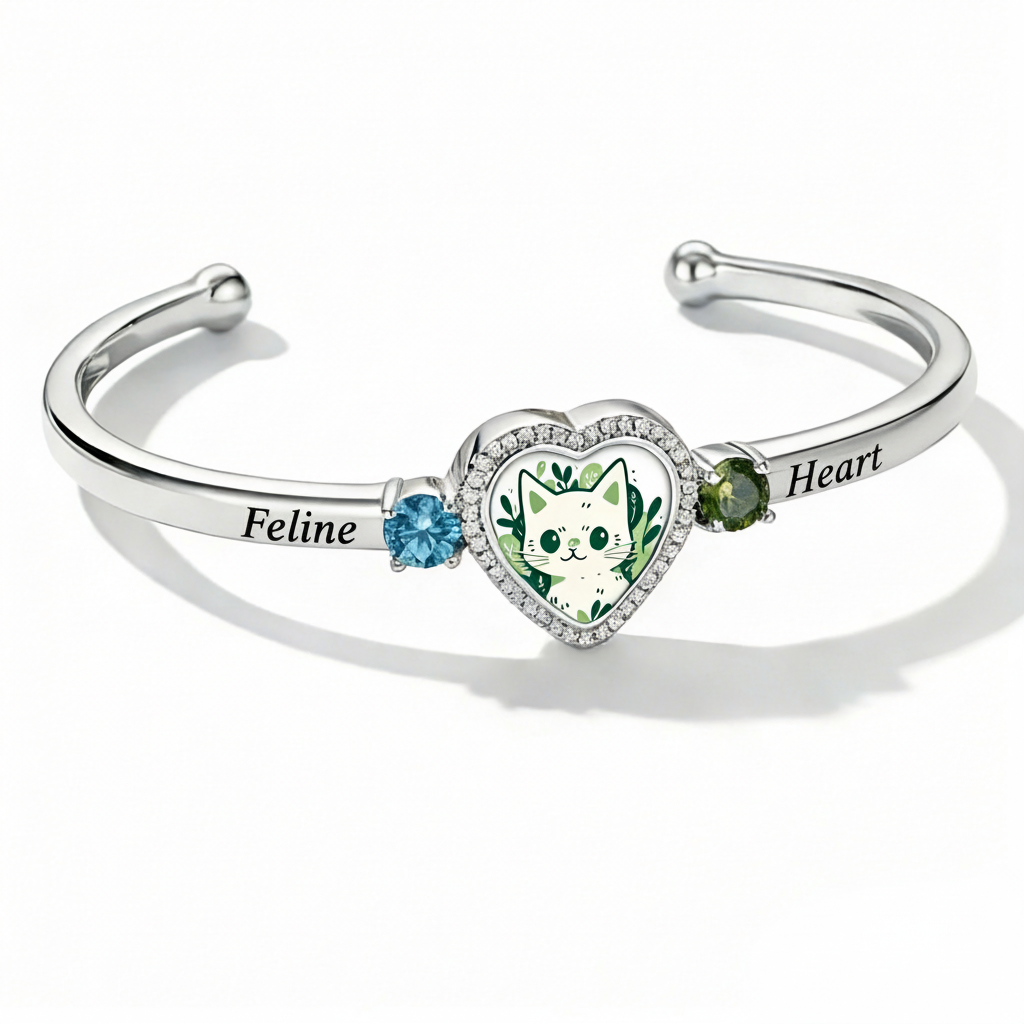 Delicate Heart Locket Bangle — Adjustable Fit, Timeless Sparkle B3007