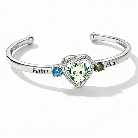 Delicate Heart Locket Bangle — Adjustable Fit, Timeless Sparkle B3007