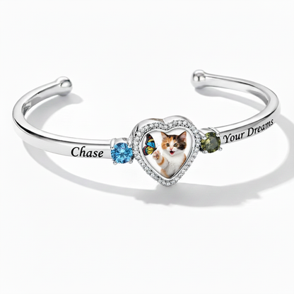 Delicate Heart Locket Bangle — Adjustable Fit, Timeless Sparkle B3007