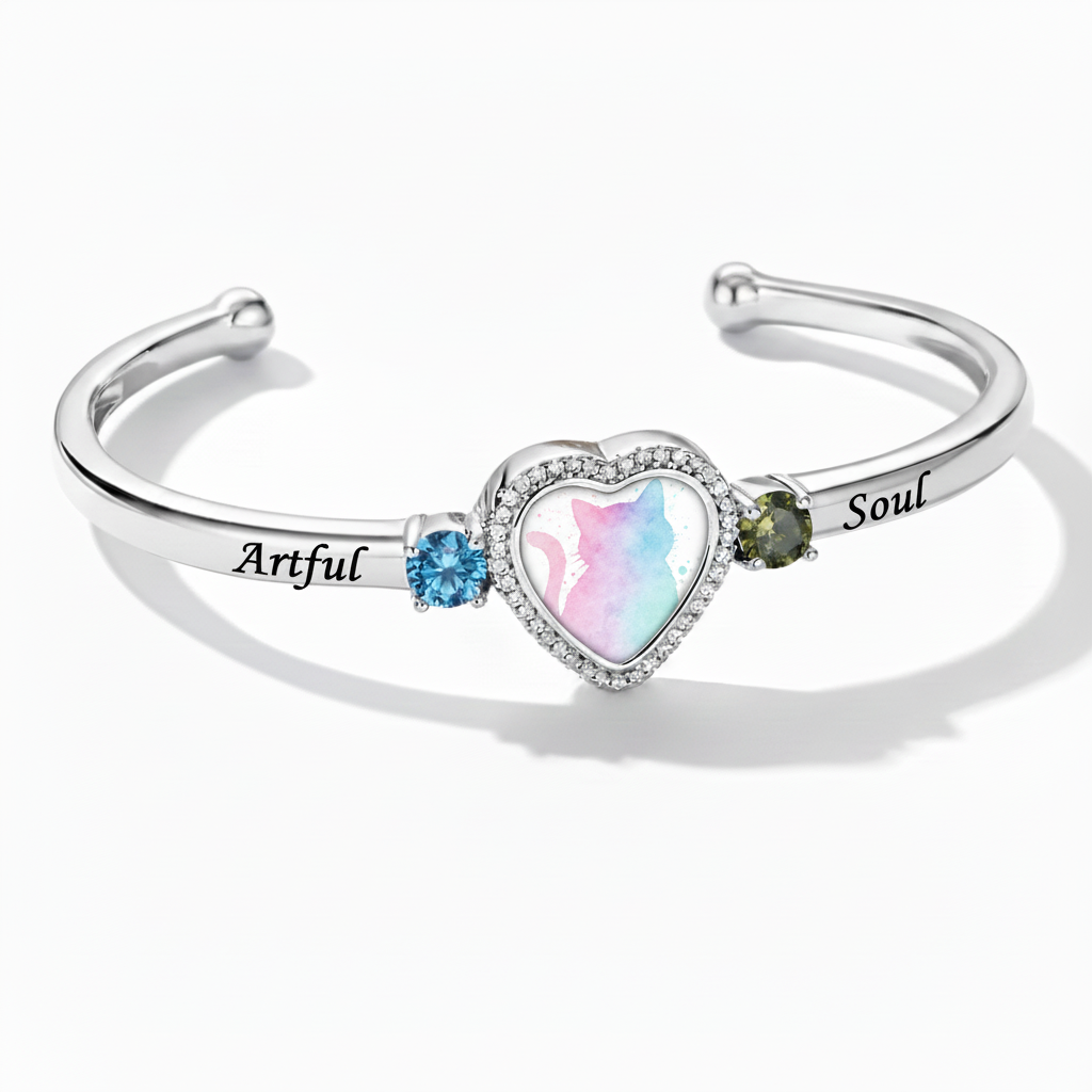 Delicate Heart Locket Bangle — Adjustable Fit, Timeless Sparkle B3007