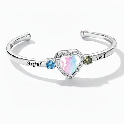 Delicate Heart Locket Bangle — Adjustable Fit, Timeless Sparkle B3007