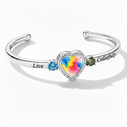 Delicate Heart Locket Bangle — Adjustable Fit, Timeless Sparkle B3007