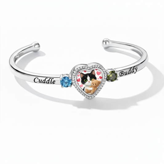 Delicate Heart Locket Bangle — Adjustable Fit, Timeless Sparkle B3008