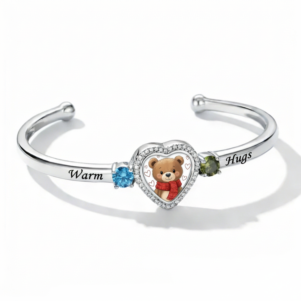 Delicate Heart Locket Bangle — Adjustable Fit, Timeless Sparkle B3008