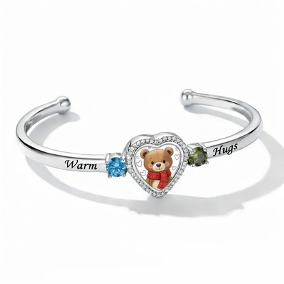 Delicate Heart Locket Bangle — Adjustable Fit, Timeless Sparkle B3008