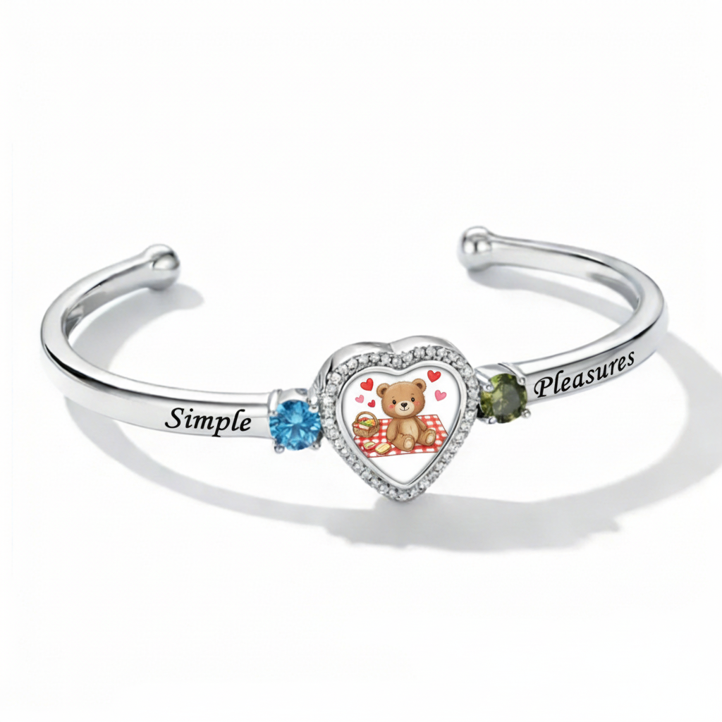 Delicate Heart Locket Bangle — Adjustable Fit, Timeless Sparkle B3008