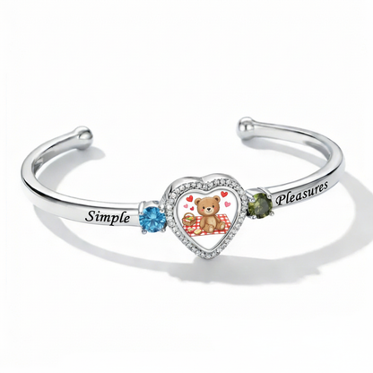 Delicate Heart Locket Bangle — Adjustable Fit, Timeless Sparkle B3008