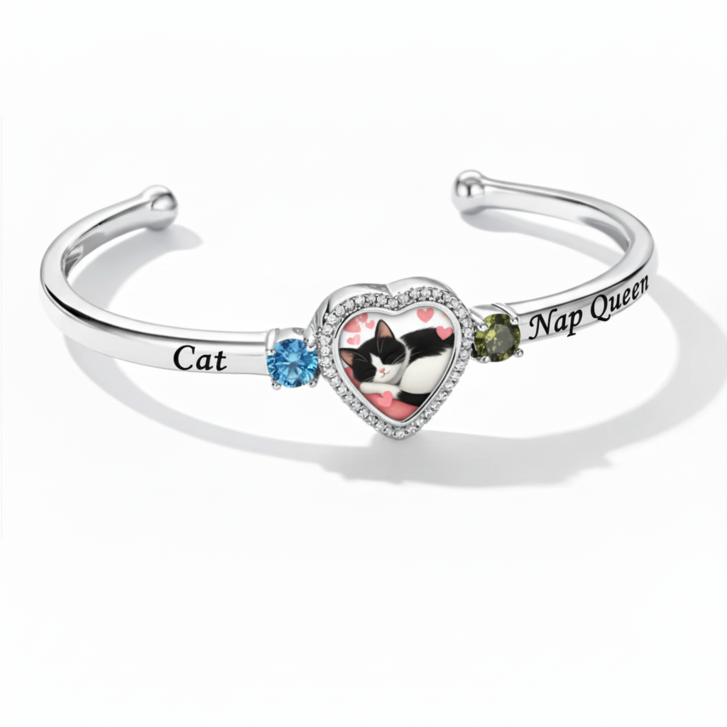 Delicate Heart Locket Bangle — Adjustable Fit, Timeless Sparkle B3008