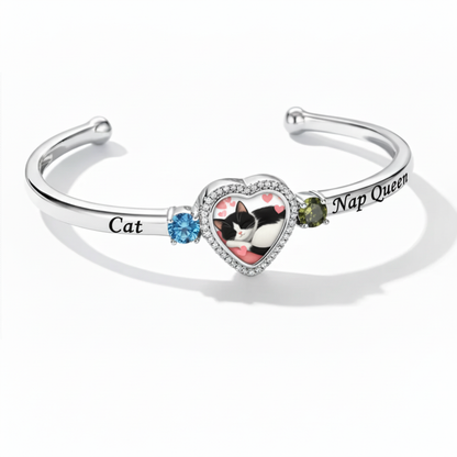 Delicate Heart Locket Bangle — Adjustable Fit, Timeless Sparkle B3008