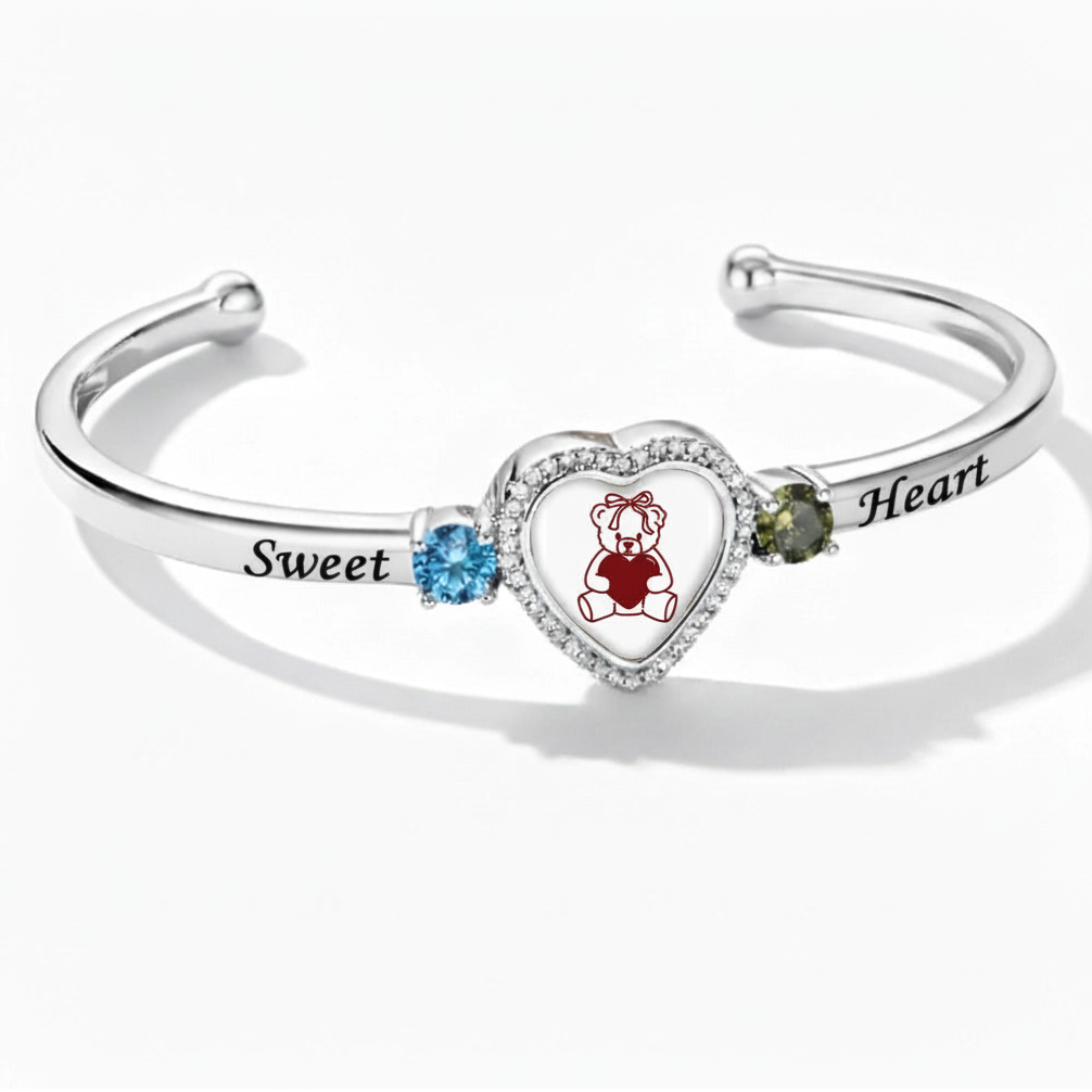 Delicate Heart Locket Bangle — Adjustable Fit, Timeless Sparkle B3009