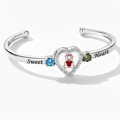 Delicate Heart Locket Bangle — Adjustable Fit, Timeless Sparkle B3009