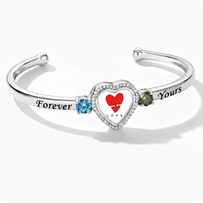 Delicate Heart Locket Bangle — Adjustable Fit, Timeless Sparkle B3009