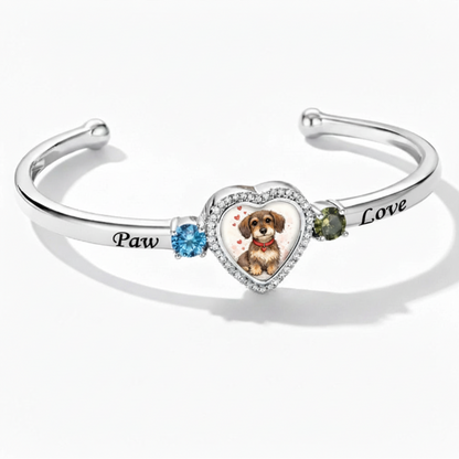 Delicate Heart Locket Bangle — Adjustable Fit, Timeless Sparkle B3009