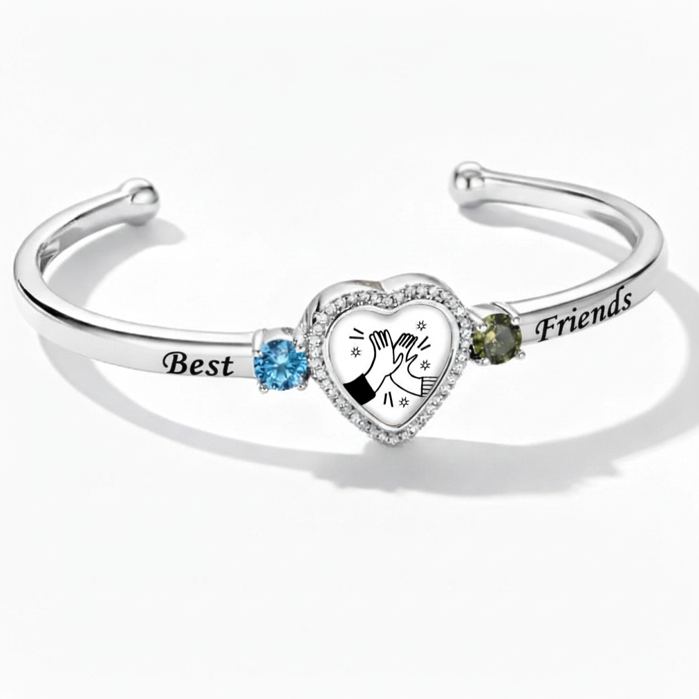 Delicate Heart Locket Bangle — Adjustable Fit, Timeless Sparkle B3010