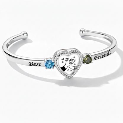 Delicate Heart Locket Bangle — Adjustable Fit, Timeless Sparkle B3010