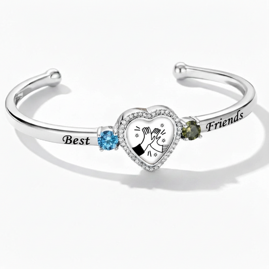 Delicate Heart Locket Bangle — Adjustable Fit, Timeless Sparkle B3010