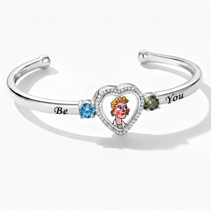 Delicate Heart Locket Bangle — Adjustable Fit, Timeless Sparkle B3010