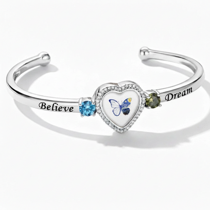 Delicate Heart Locket Bangle — Adjustable Fit, Timeless Sparkle B3010