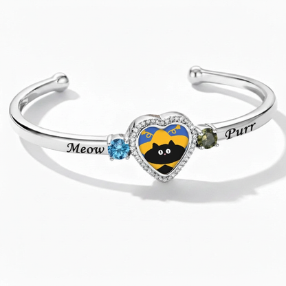 Delicate Heart Locket Bangle — Adjustable Fit, Timeless Sparkle B3011