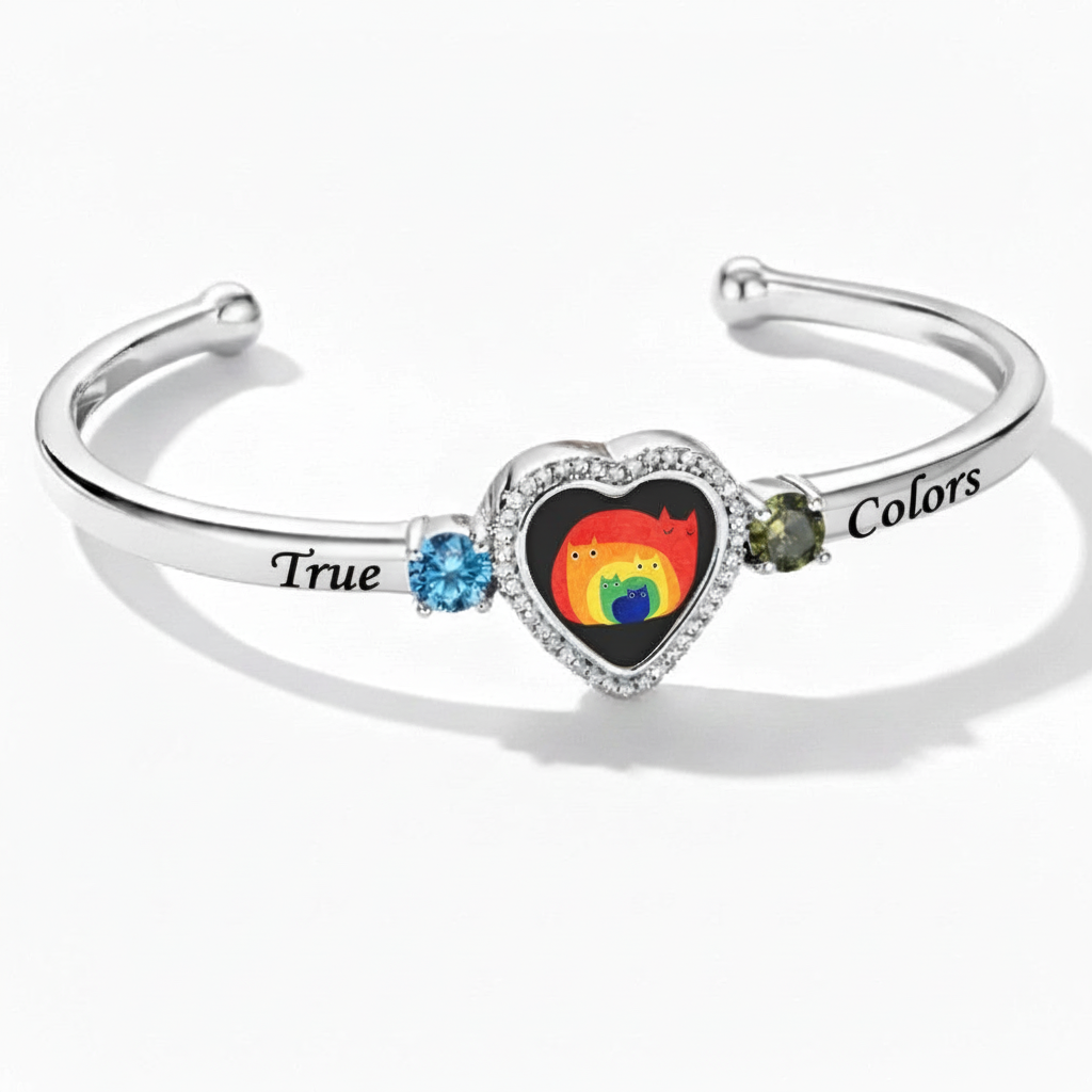 Delicate Heart Locket Bangle — Adjustable Fit, Timeless Sparkle B3011