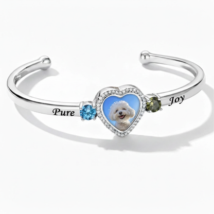 Delicate Heart Locket Bangle — Adjustable Fit, Timeless Sparkle B3012