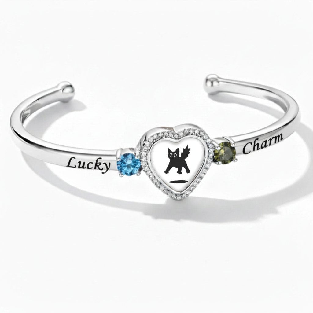 Delicate Heart Locket Bangle — Adjustable Fit, Timeless Sparkle B3012