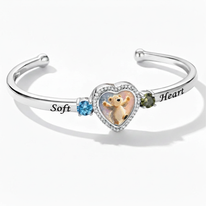 Delicate Heart Locket Bangle — Adjustable Fit, Timeless Sparkle B3012