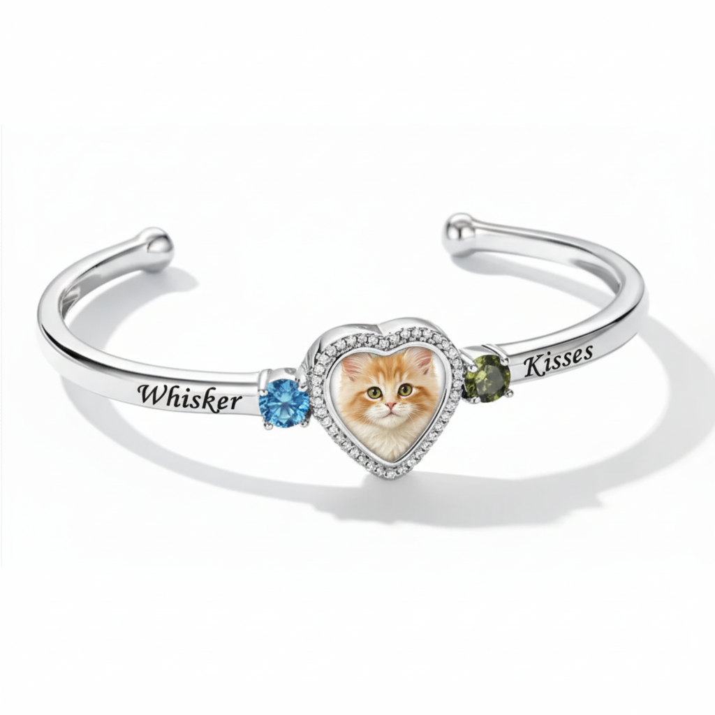 Delicate Heart Locket Bangle — Adjustable Fit, Timeless Sparkle B3000