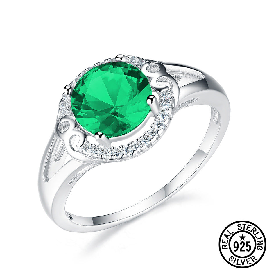 925 Sterling Silver Dainty Colored Gem Ring - White CZ Filigree R001