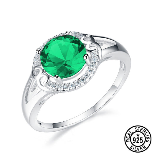 925 Sterling Silver Dainty Colored Gem Ring - White CZ Filigree R001