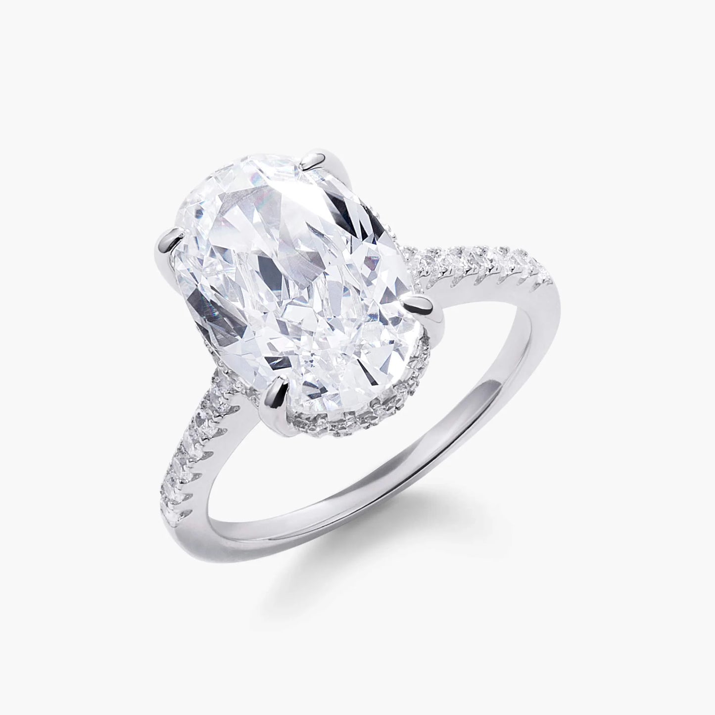 Lab Created Diamond Ring, 925 Sterling Silver Gold Plated - Classic Design for Women