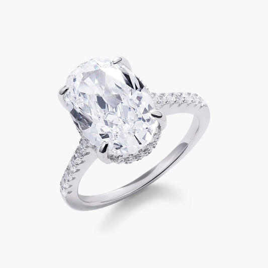 Lab Created Diamond Ring, 925 Sterling Silver Gold Plated - Classic Design for Women