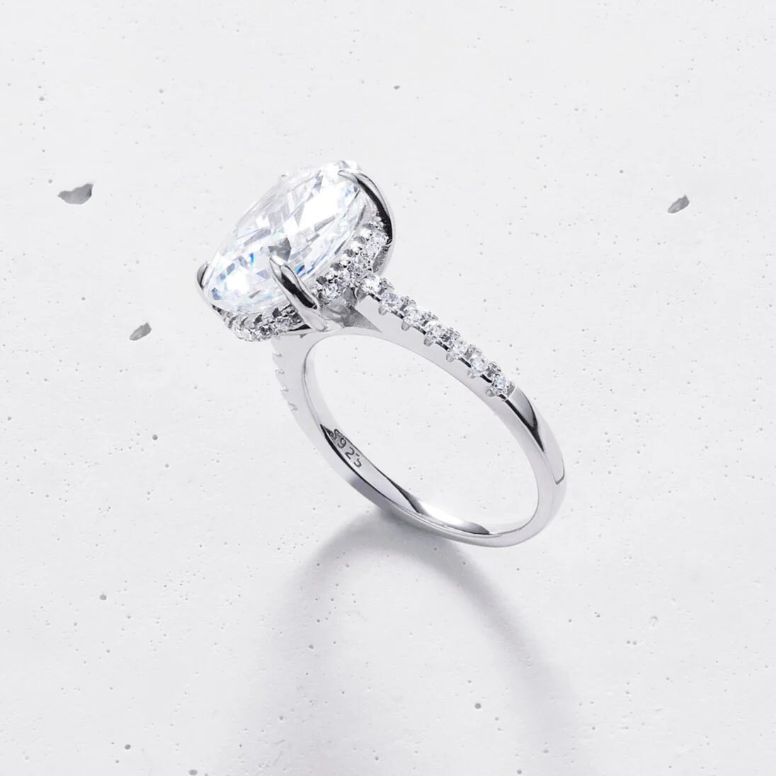 Lab Created Diamond Ring, 925 Sterling Silver Gold Plated - Classic Design for Women