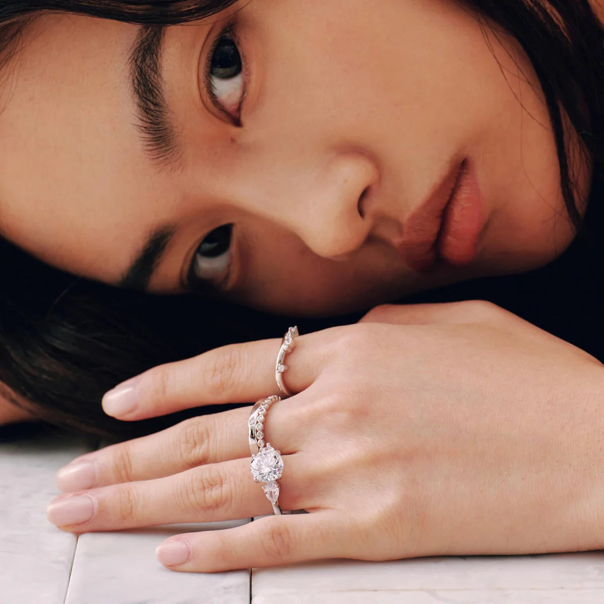 Ricady Jewel Crown-Inspired Cubic Zirconia Sterling Silver Statement Ring