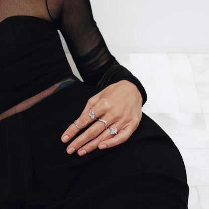 Sterling Silver 5-Stone Diamond Accent Ring, Minimalist Half-Eternity Band for Women, Size 4-10