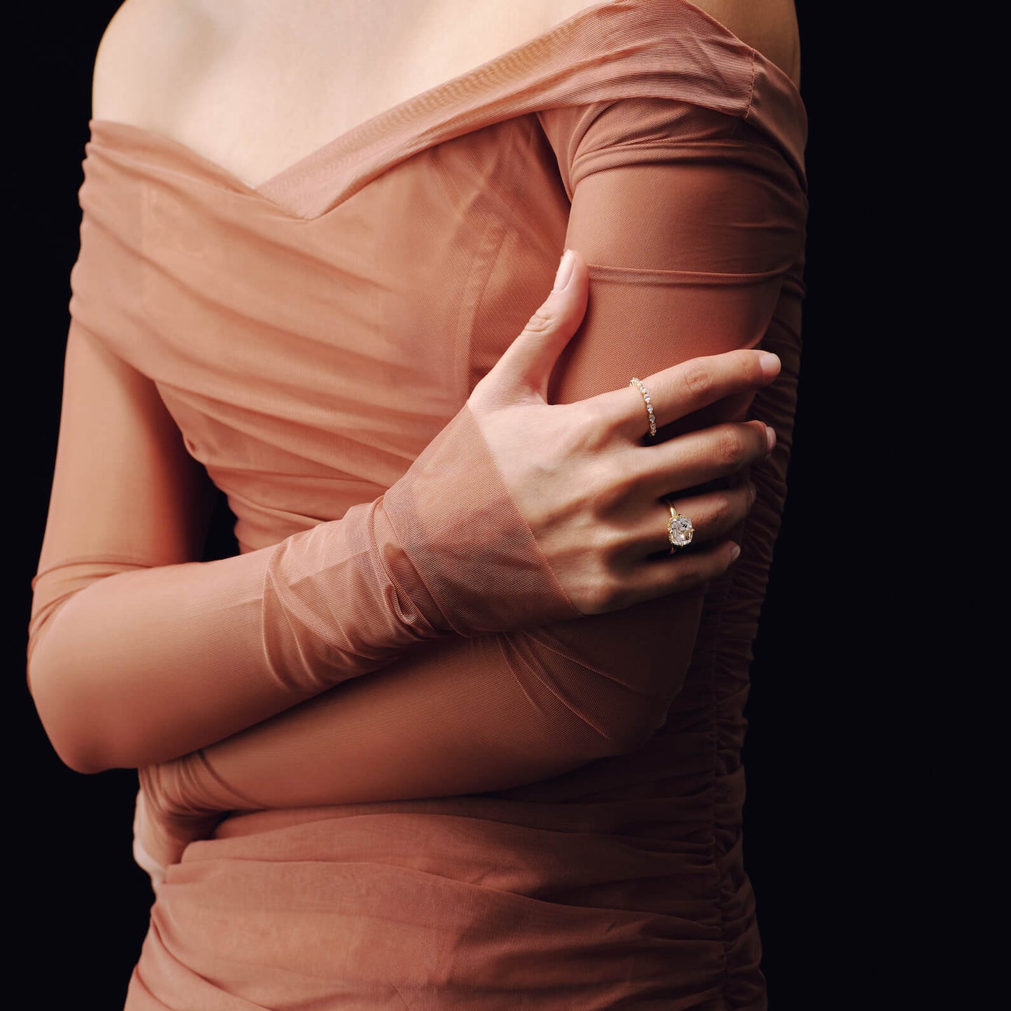 Ricady Jewel Marquise Cubic Zirconia 925 Sterling Silver 14K Gold-Plated Halo Solitaire Ring