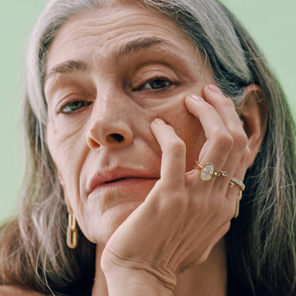 Ricady Jewel Oval Cut Cubic Zirconia 14K Gold-Plated Solitaire Statement Ring