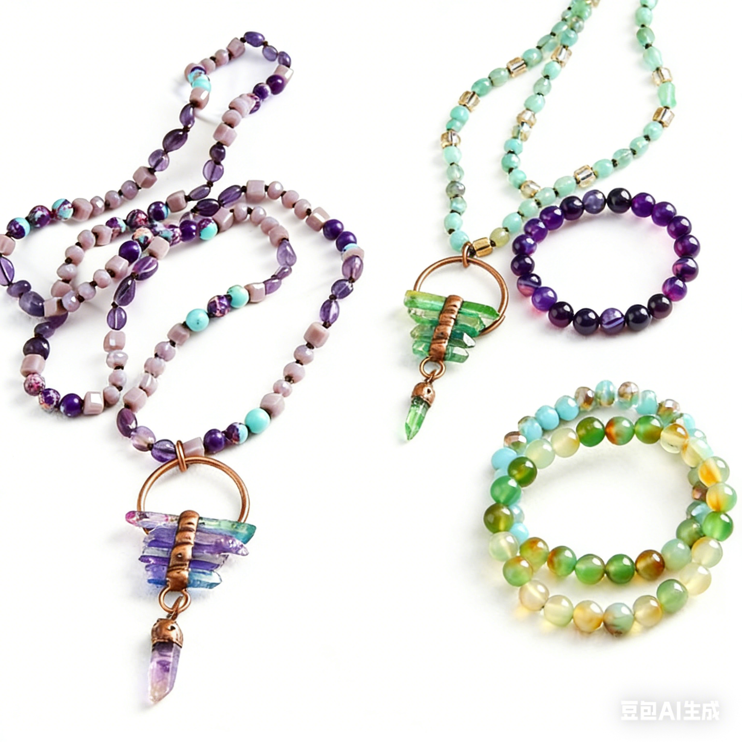 Bohemian Tassel Necklace with Natural Stone Pendant - Long Chain