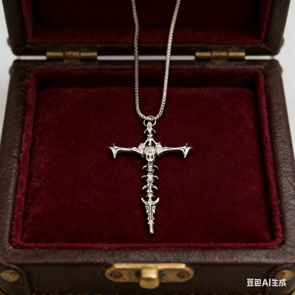 Skull Cross Pendant Necklace - Edgy Minimalist Design