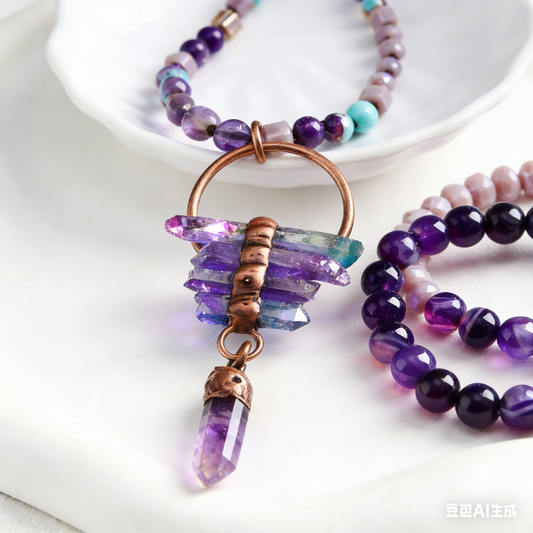 Bohemian Tassel Necklace with Natural Stone Pendant - Long Chain