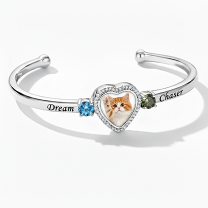 Delicate Heart Locket Bangle — Adjustable Fit, Timeless Sparkle B3001