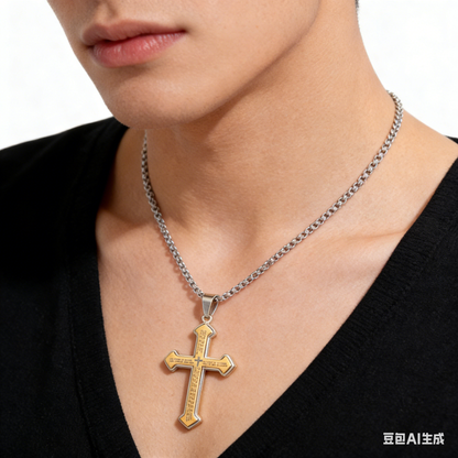 Geometric Linear Pendant Necklace with Snake Chain - Titanium Steel