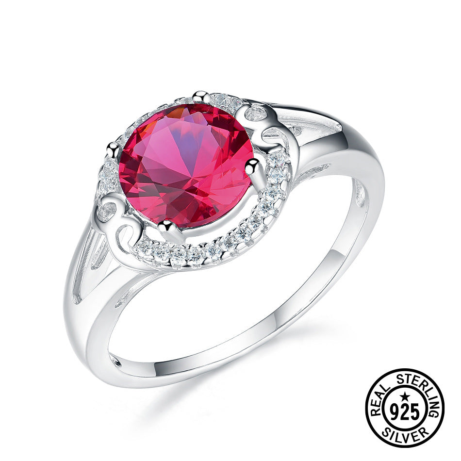 925 Sterling Silver Dainty Colored Gem Ring - White CZ Filigree R001