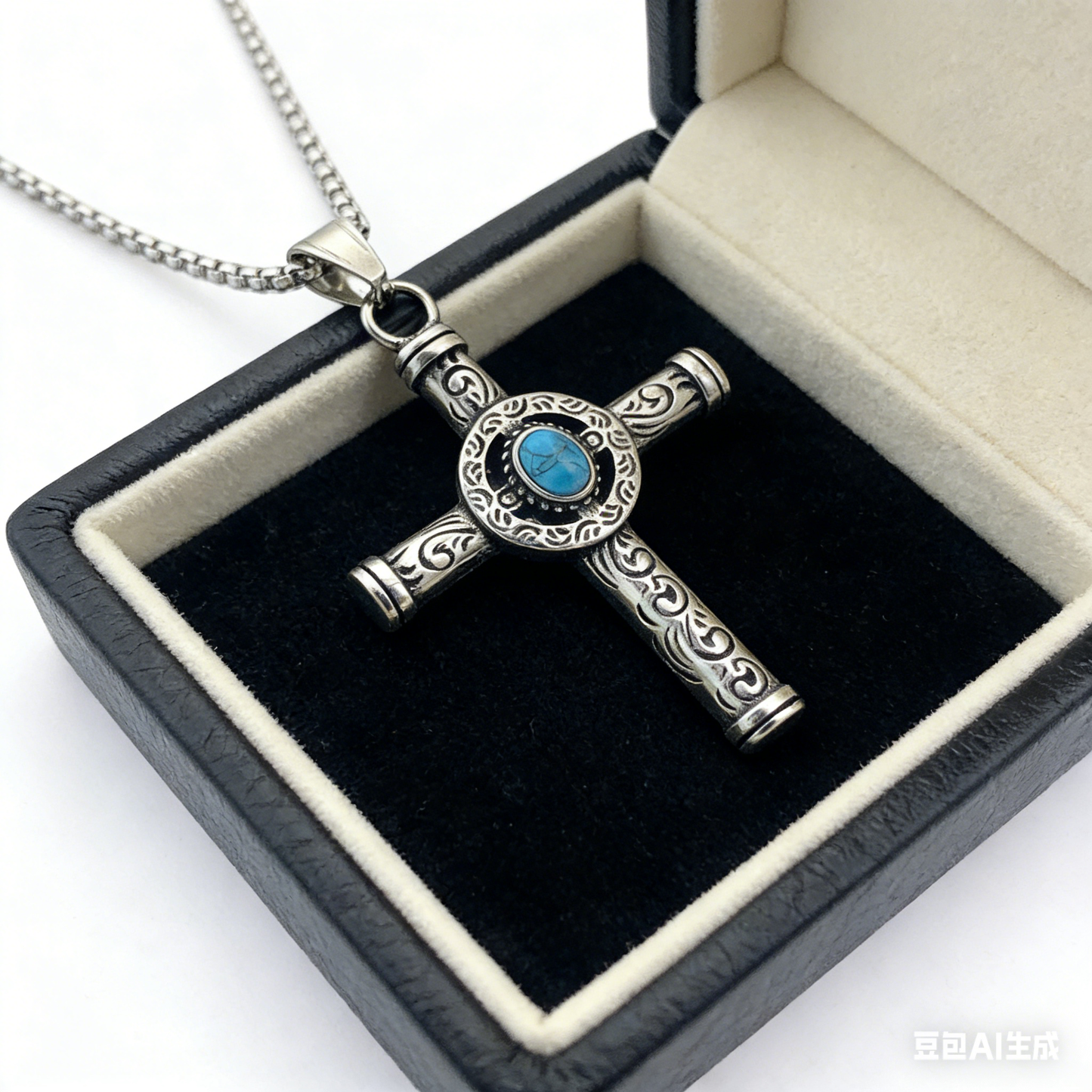 925 Sterling Silver Gemstone Cross Pendant Necklace - Streetwear Style
