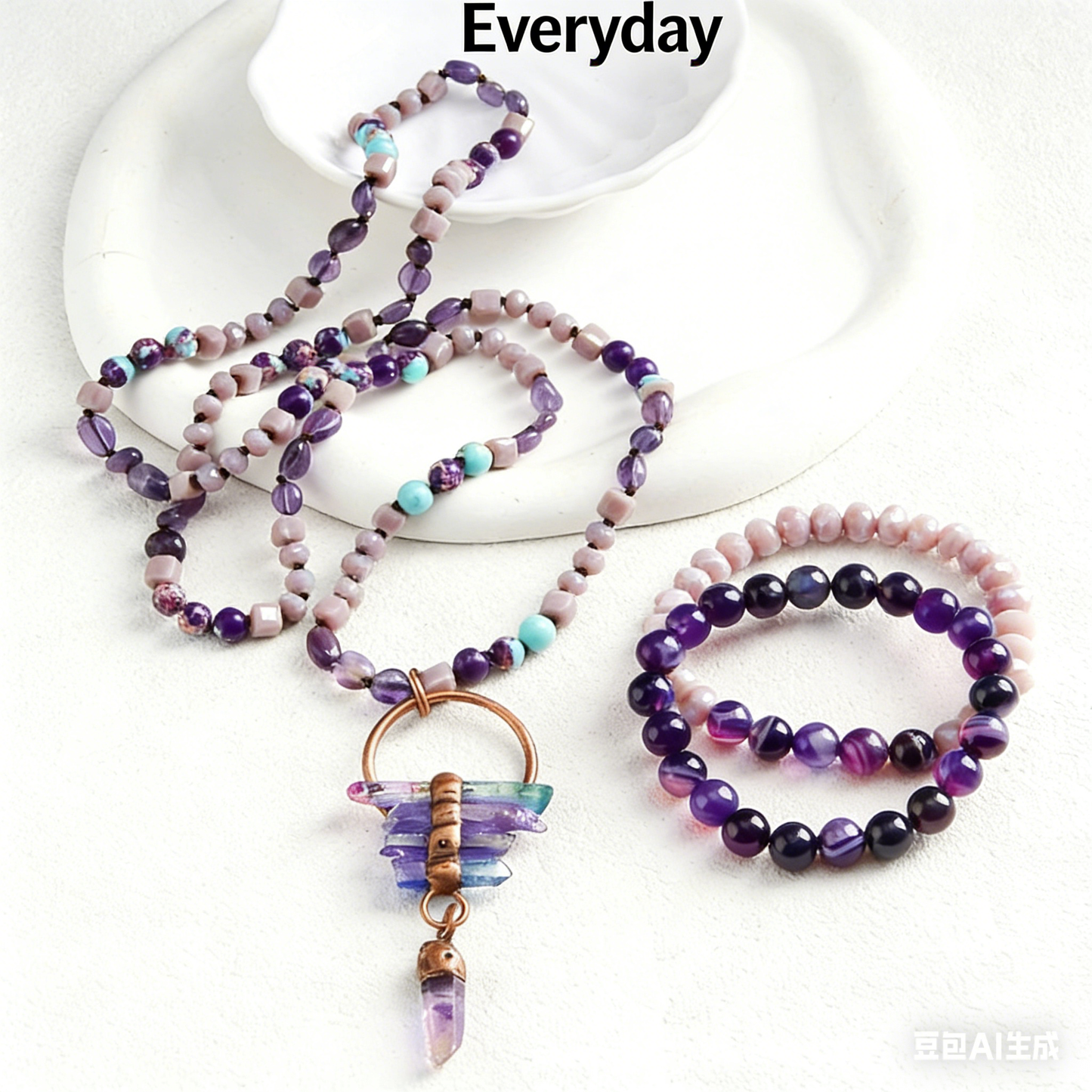 Bohemian Tassel Necklace with Natural Stone Pendant - Long Chain