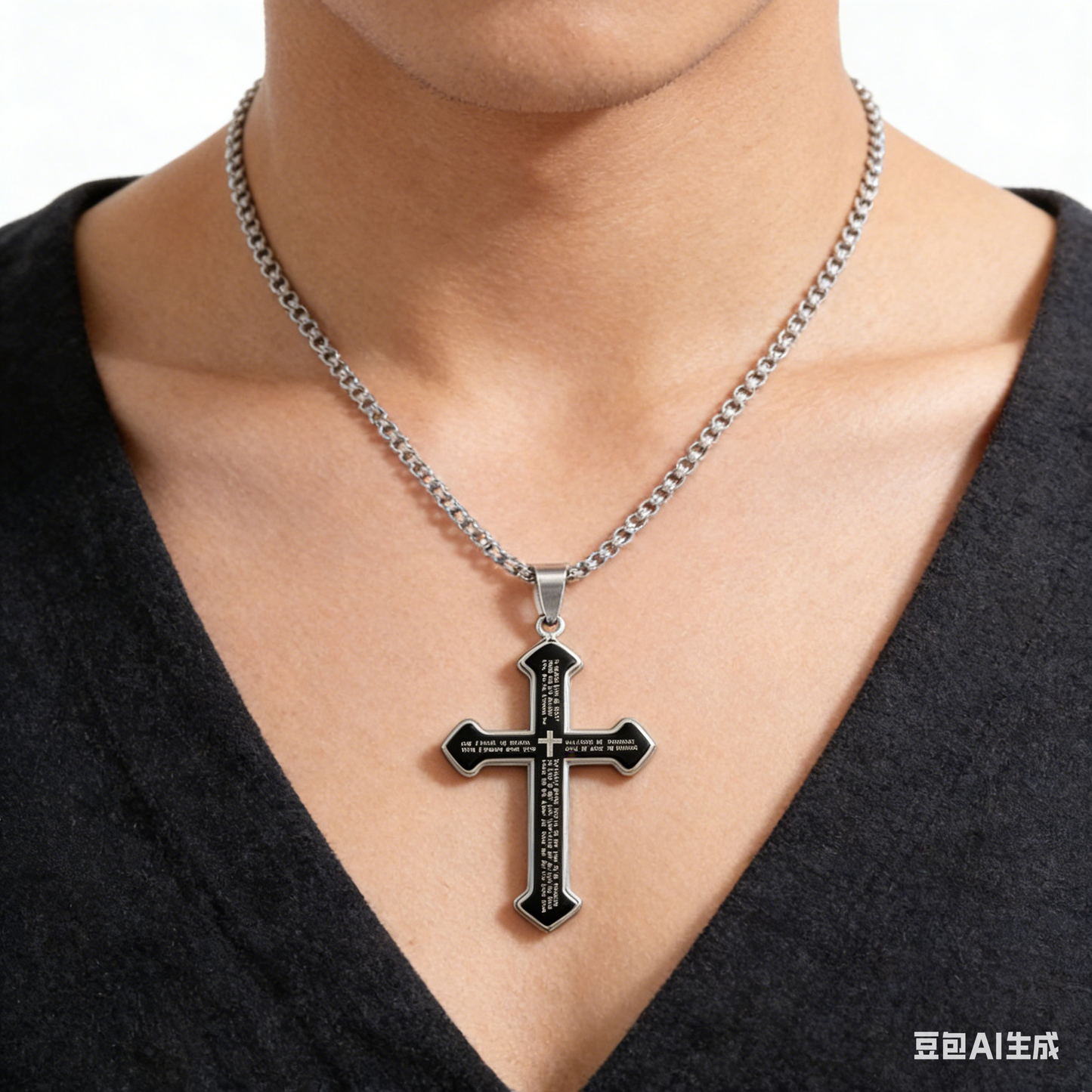 Geometric Linear Pendant Necklace with Snake Chain - Titanium Steel