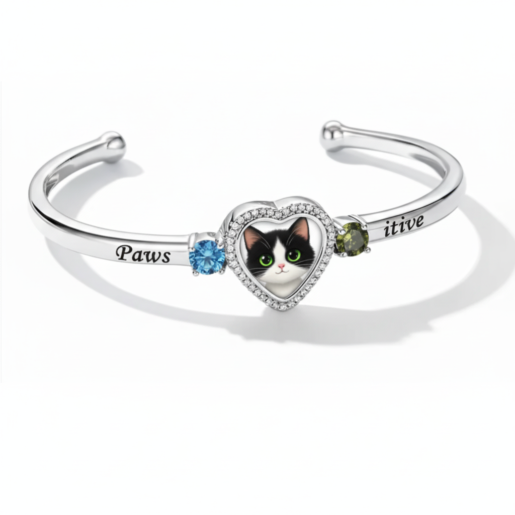 Delicate Heart Locket Bangle — Adjustable Fit, Timeless Sparkle B3001