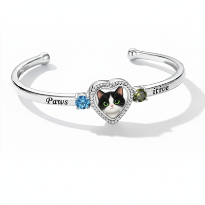 Delicate Heart Locket Bangle — Adjustable Fit, Timeless Sparkle B3001