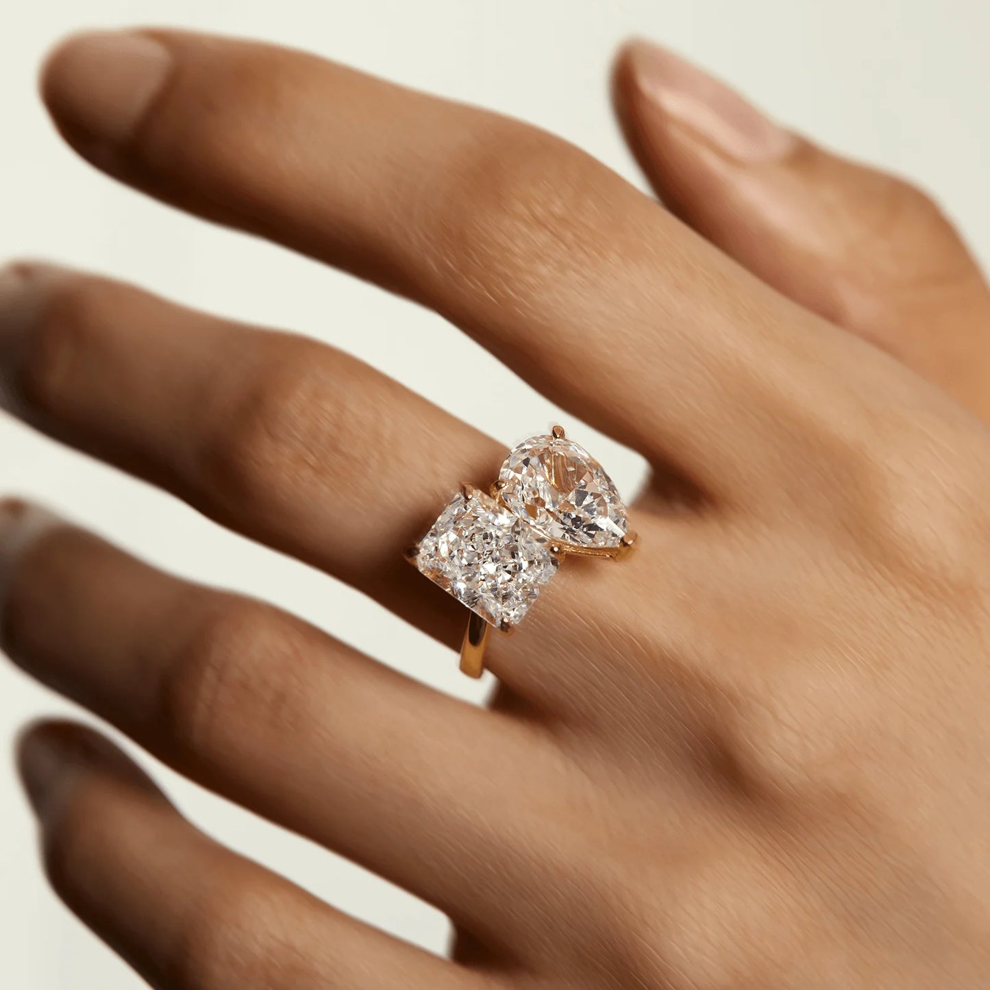 Ricady Jewel Dual-Stone Statement Ring, 925 Sterling Silver Crushed Ice Cubic Zirconia Band for Women, Size 4-10